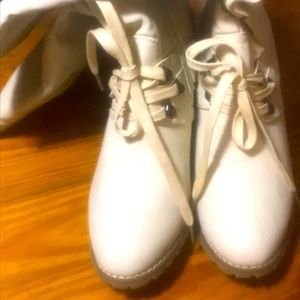 Liliana off white wedge heel boots